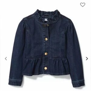 Janie and Jack Ruffle Collar Peplum Girls Denim Jean Jacket Size 7 / 8